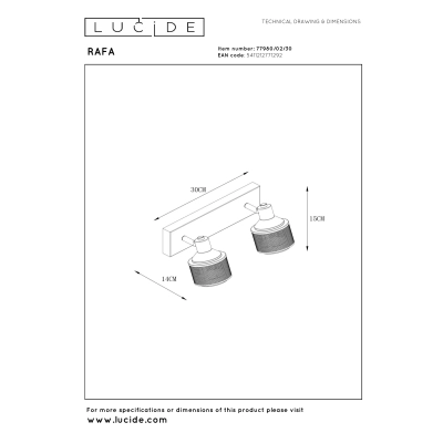 Lampa sufitowa 2xE14 spot RAFA 77980/02/30 Lucide